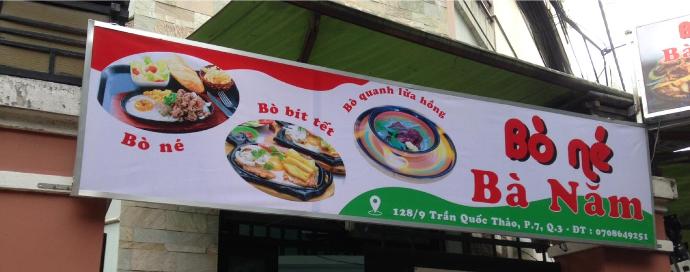 Biển quảng cáo nhà hàng bò né