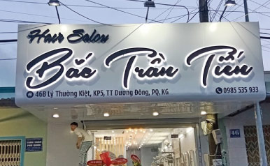 Biển quảng cáo salon tóc chữ nổi inox
