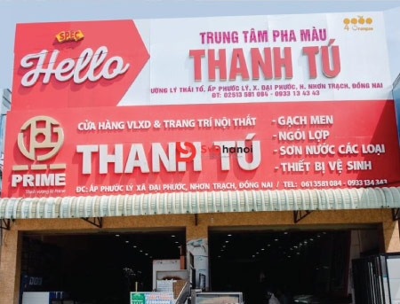 Biển hiệu cửa hàng vật liệu xây dựng ốp alu đẹp