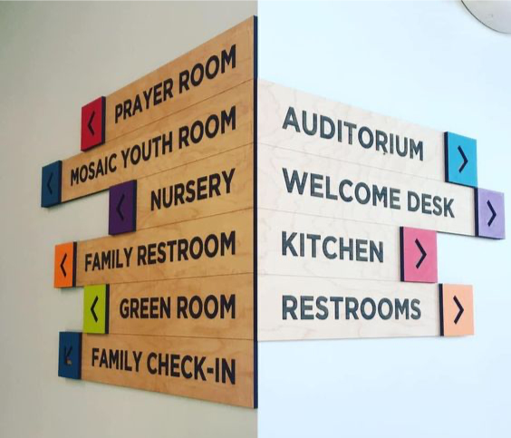 Biển chỉ dẫn ngoài trời, trong phòng